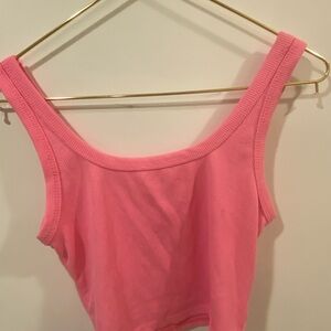 SHEIN Vibrant Pink Ribbed Tank Top